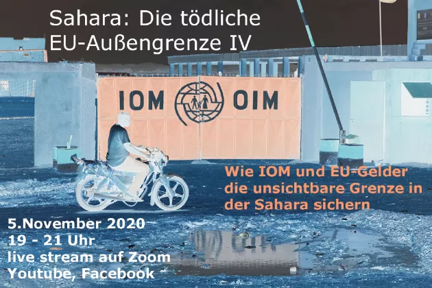 Veranstaltungsplakat Pforte der IOM in Agadez