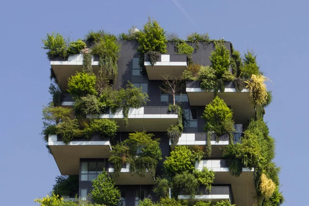 Neubau mit Fassadenbegrünung