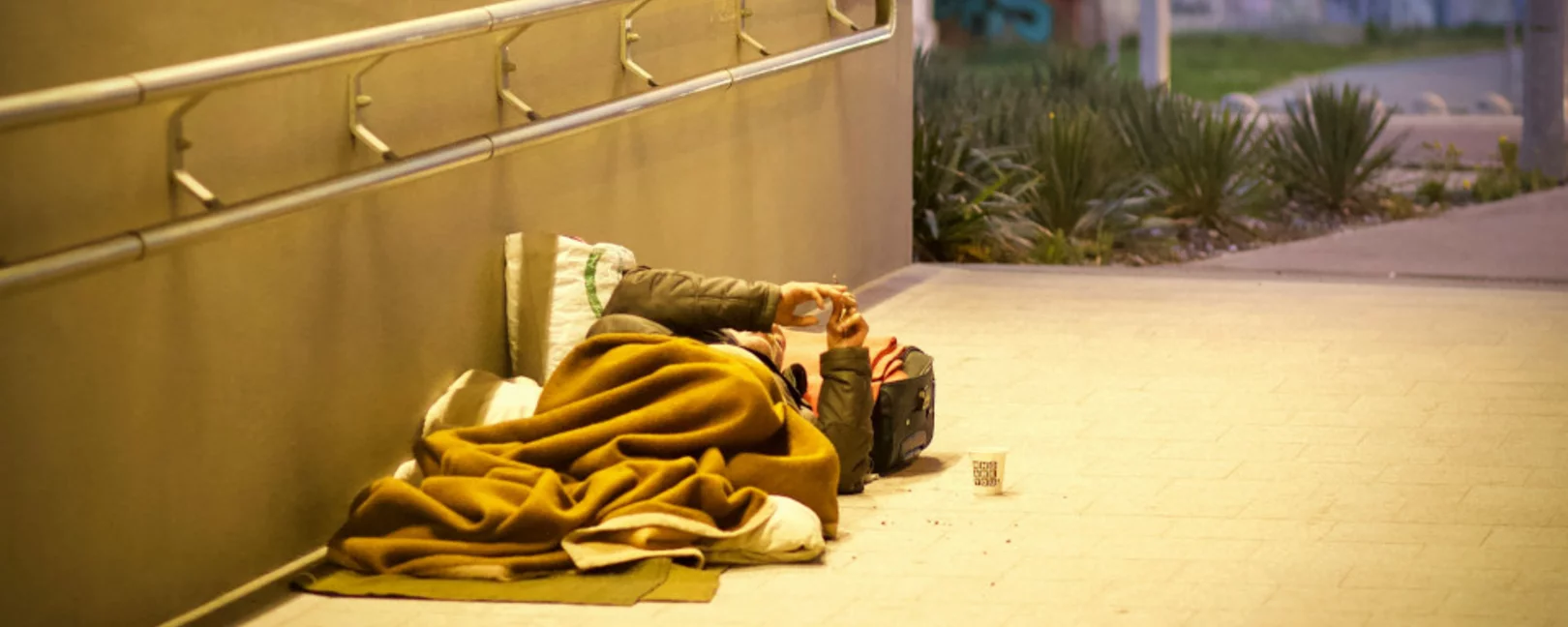 Obdachloser in Fussgängertunnel